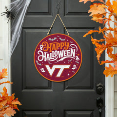 Virginia Tech Halloween Round Door Décor with Hanging Rope, 18x18
