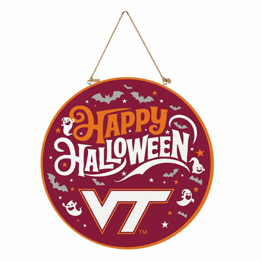 Virginia Tech Halloween Round Door Décor with Hanging Rope, 18x18