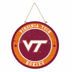 Virginia Tech Round Door Décor with Hanging Rope, 18x18