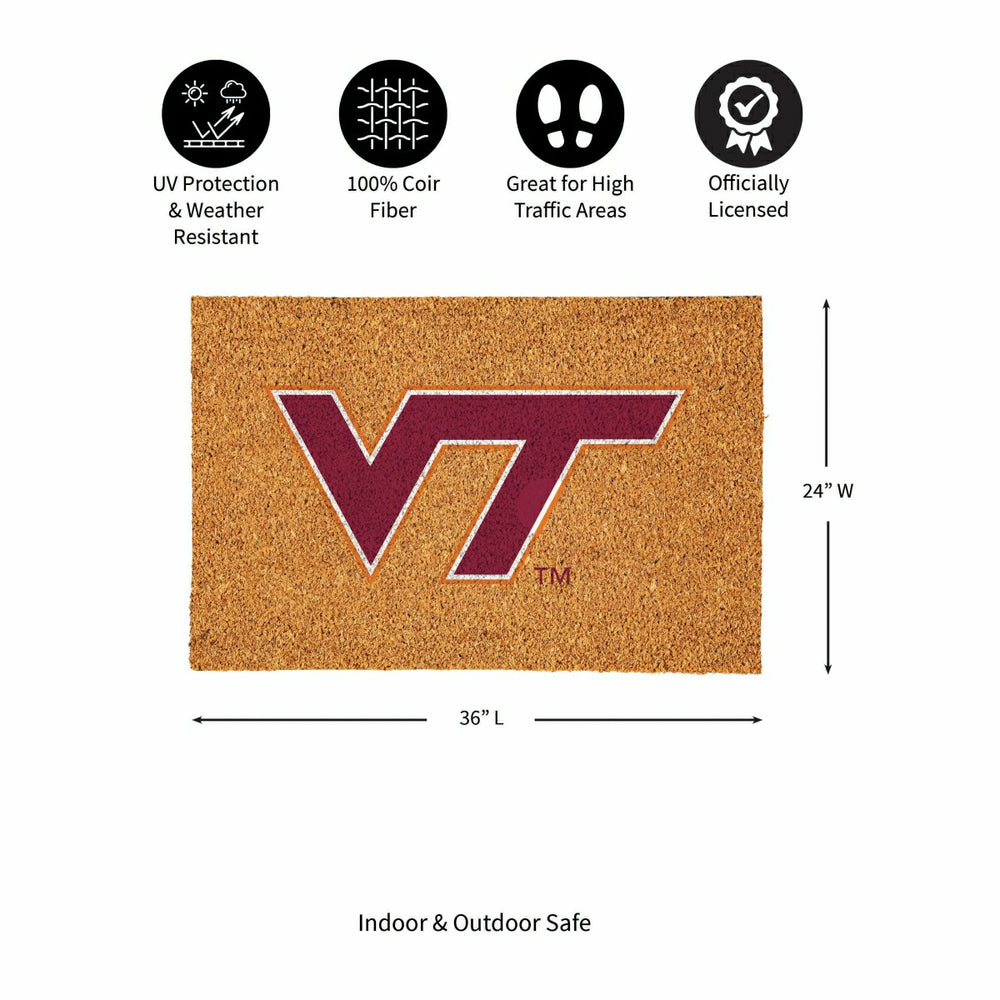 Virginia Tech Large Full Color Coir Mat, 36"x24"