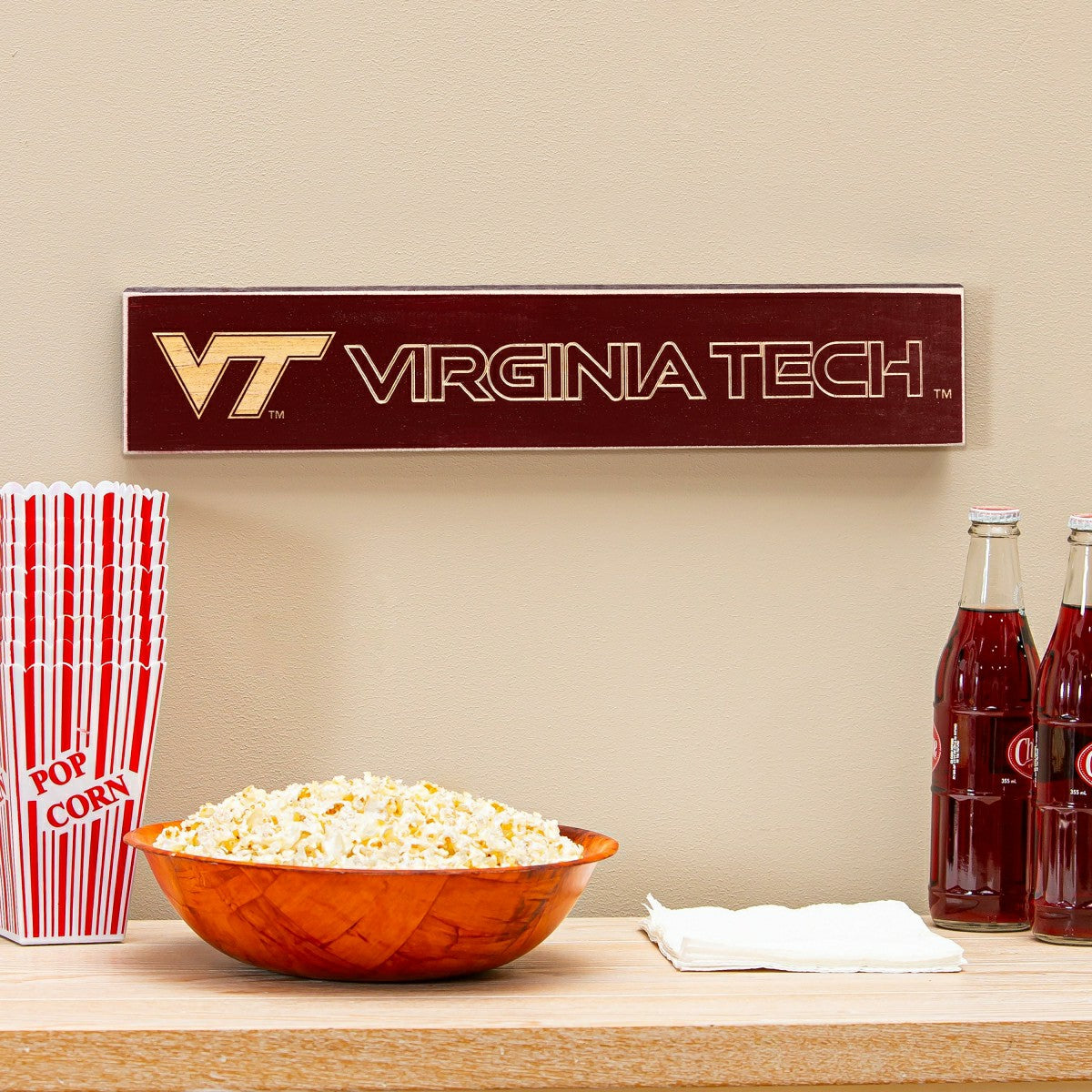 Virginia Tech Engraved Wood Sign, 3.5" x 18"