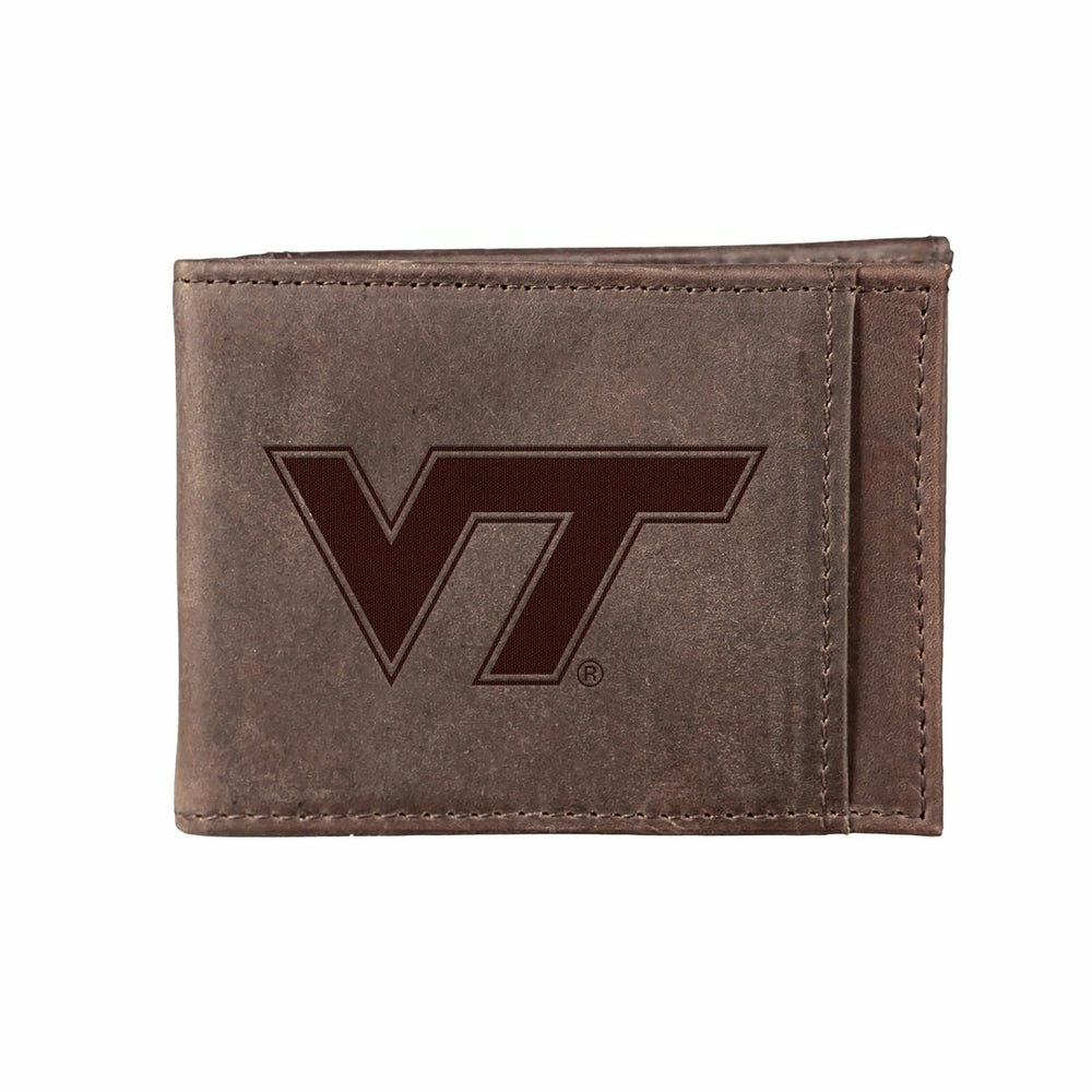 Front Pocket Wallet w/ RFID Blocking, Virginia Tech, Brown