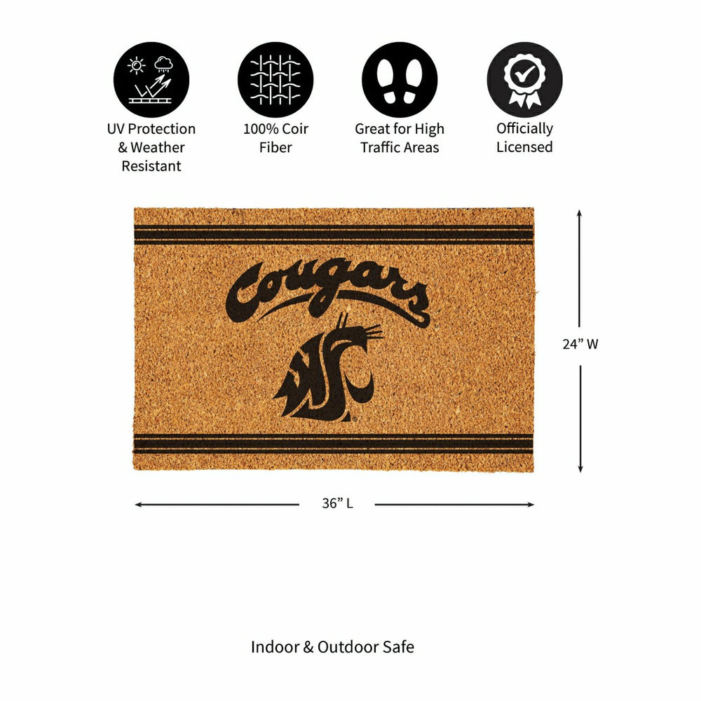 Washington State University Large One Color Coir Mat, 36"x24"