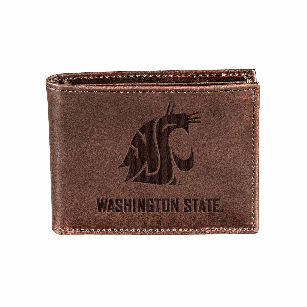 Washington State University, Bi-Fold Wallet, Brown, CH, 100% Genuine L