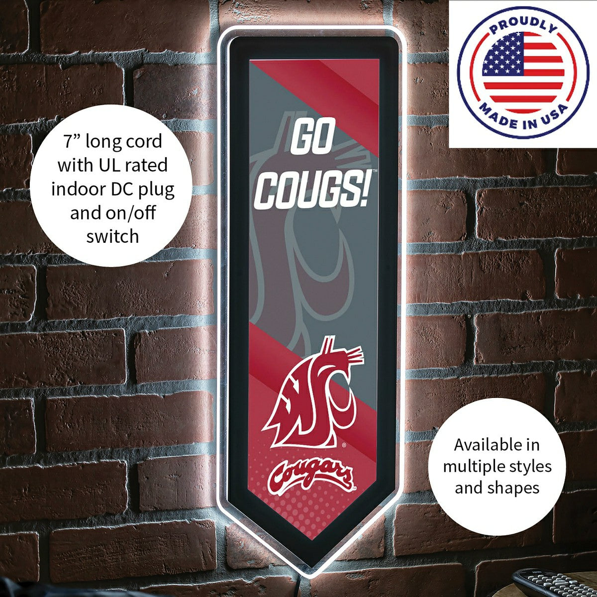 LED Wall Decor, Pennant, Washington State University