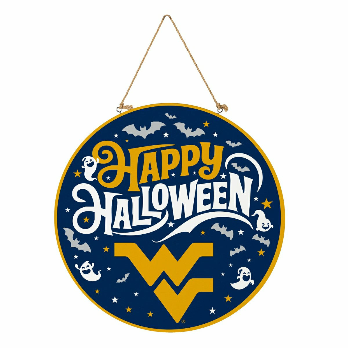 West Virginia University Halloween Round Door Décor with Hanging Rope,