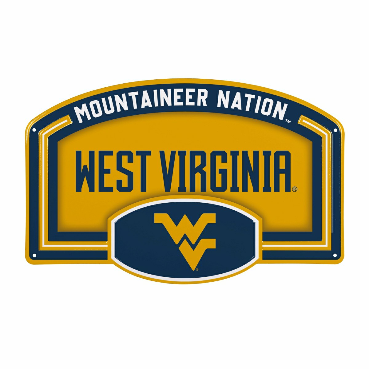 West Virginia University USA Embossed Steel Wall Sign, 11" x 17"
