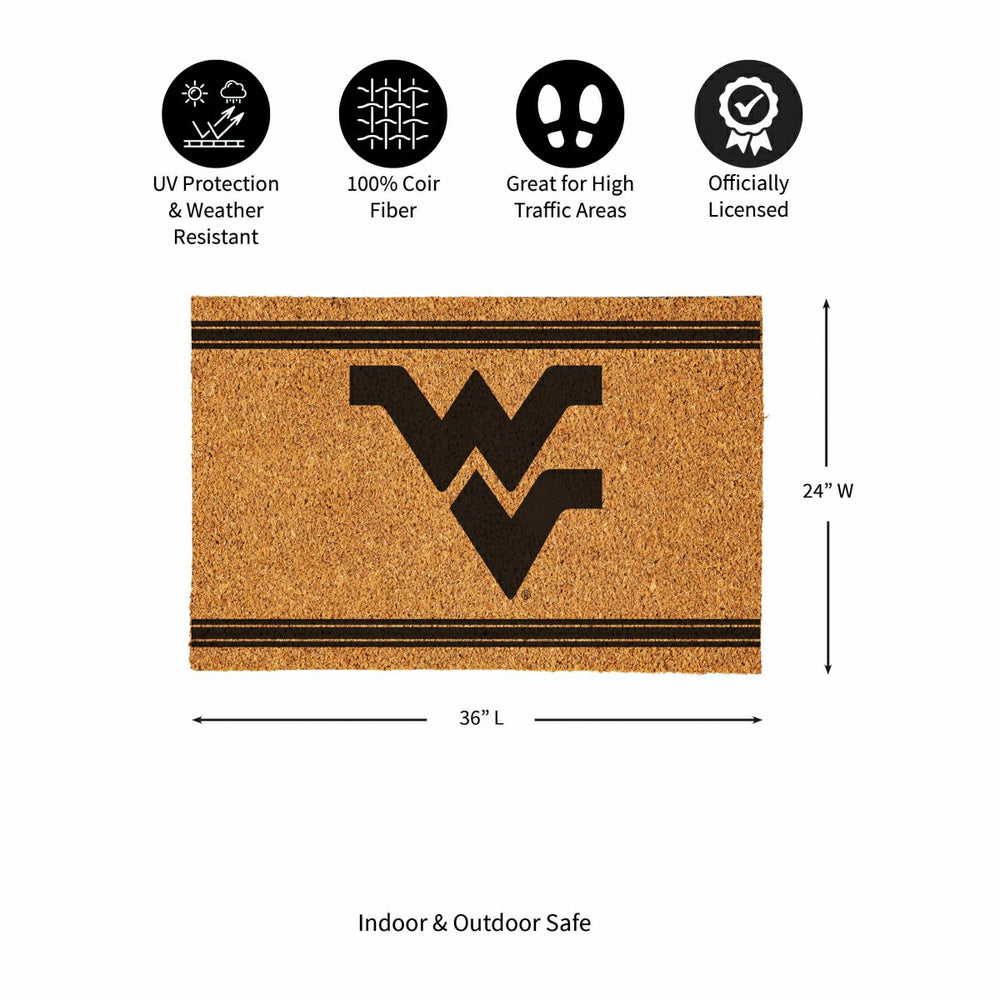 West Virginia University Large One Color Coir Mat, 36"x24"