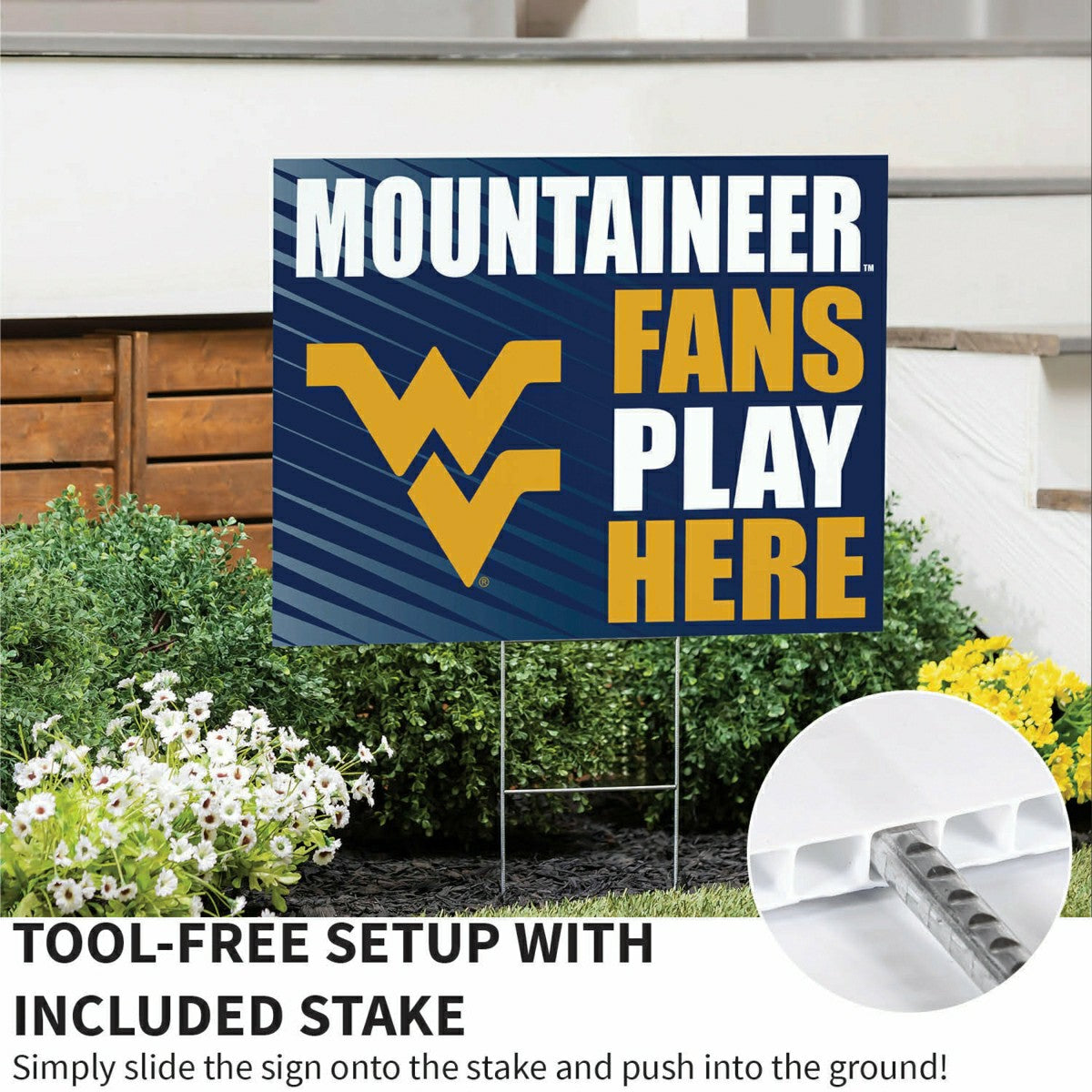 West Virginia University Coroplast Yard Sign "Fans Play Here"