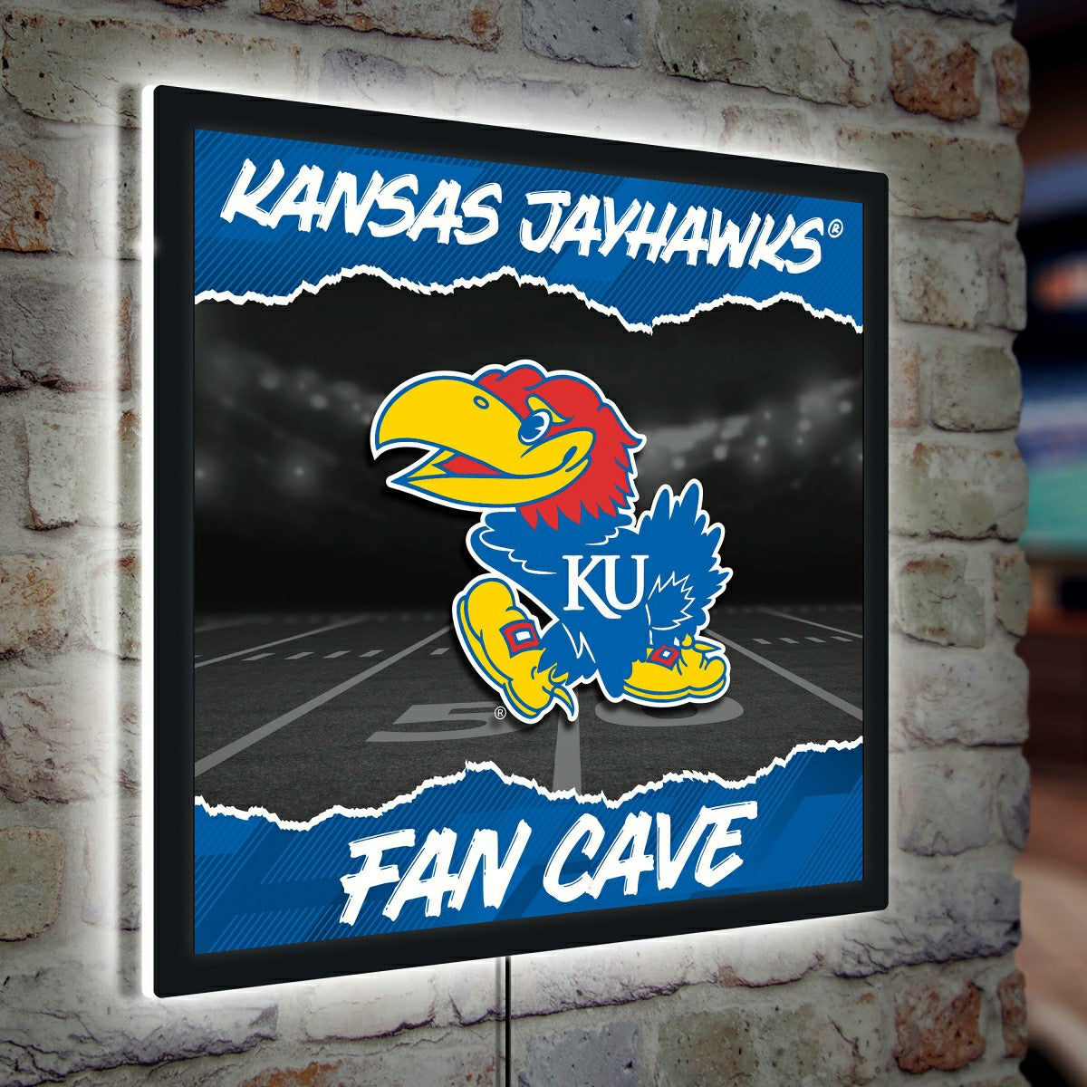 University of Kansas 23"H x 23"L LED Wall Decor, Edgelite, Square