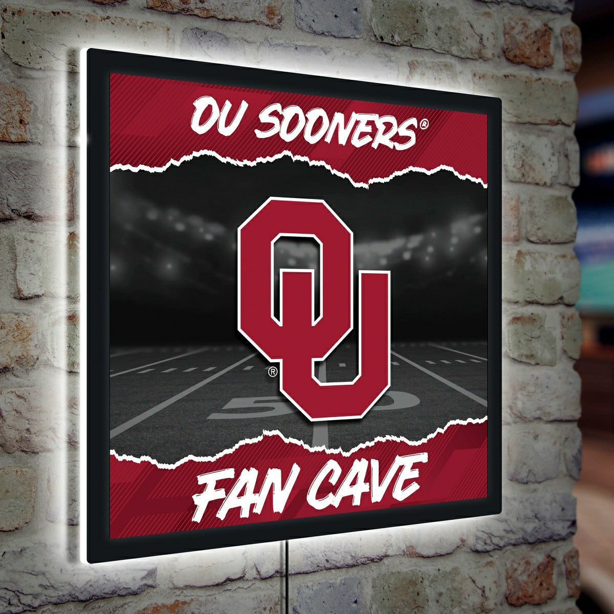 University of Oklahoma 23"H x 23"L LED Wall Decor, Edgelite, Square