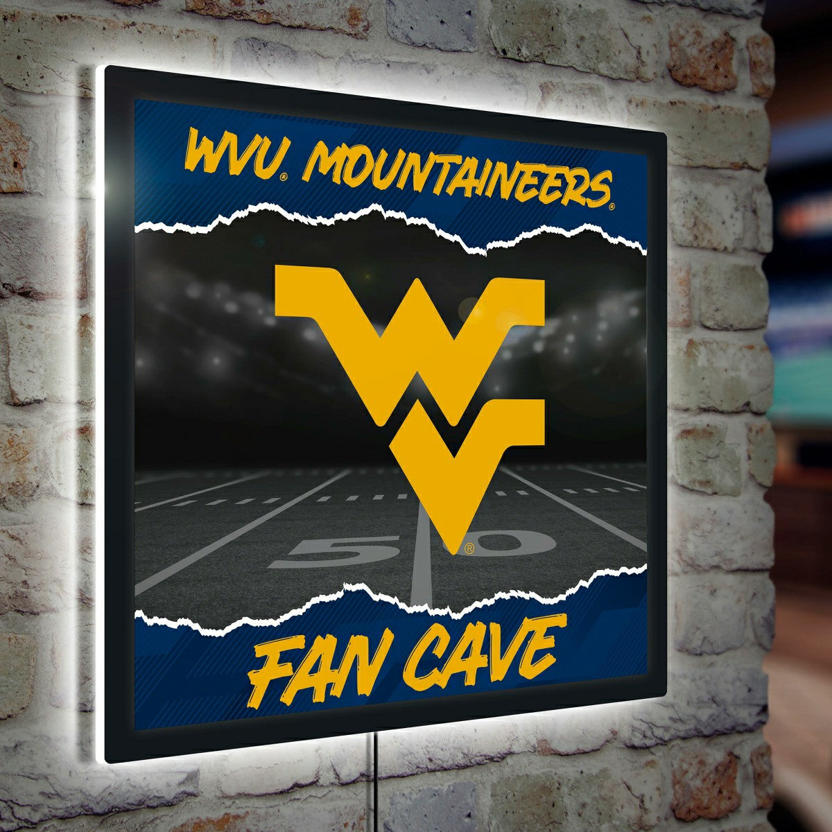 West Virginia University 23"H x 23"L LED Wall Decor, Edgelite, Square