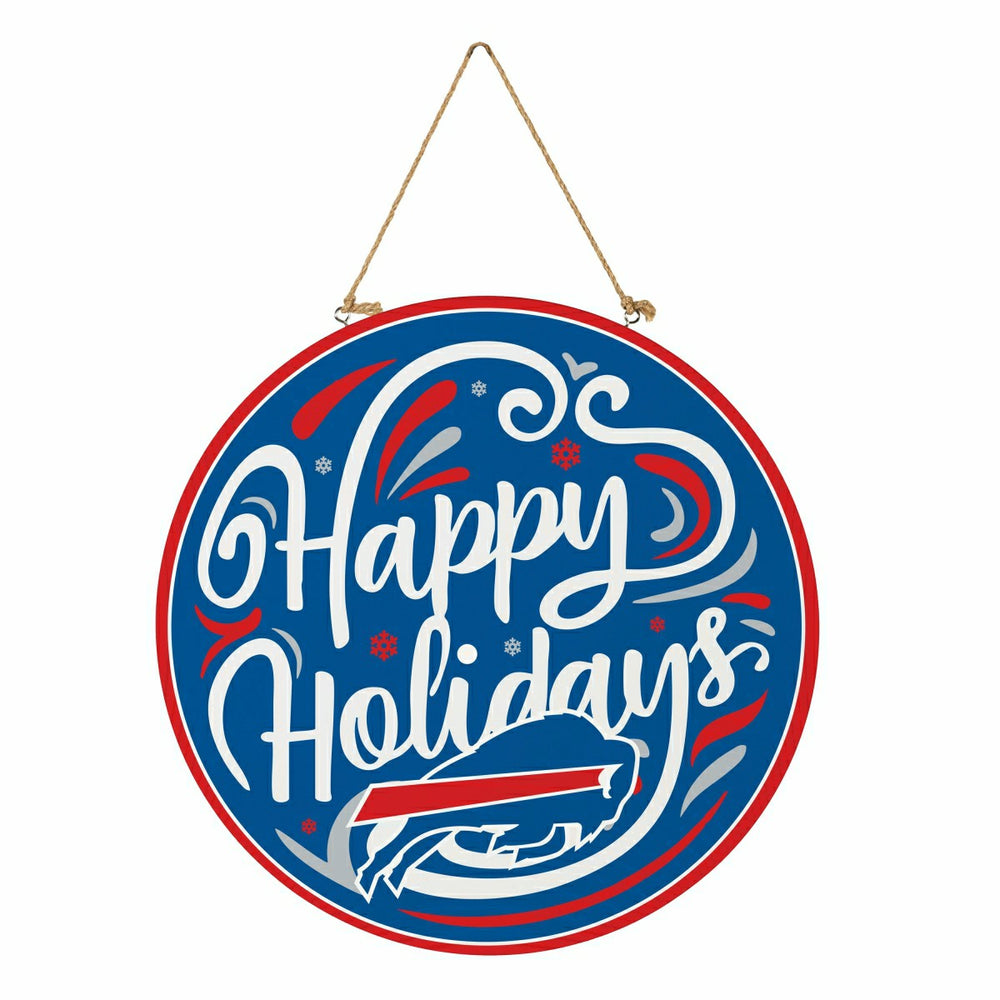 Buffalo Bills Holiday Round Door Décor with Hanging Rope, 18x18