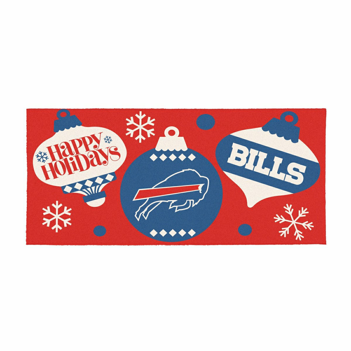 Buffalo Bills Holiday Flocked Coir Sassafras Switch Mat, 22"x10"