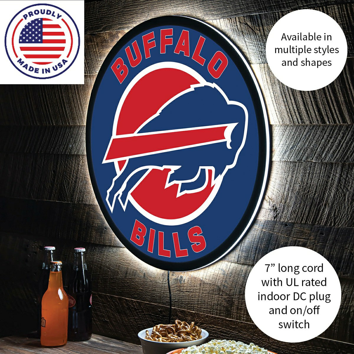 LED Wall Decor, Round, Buffalo Bills