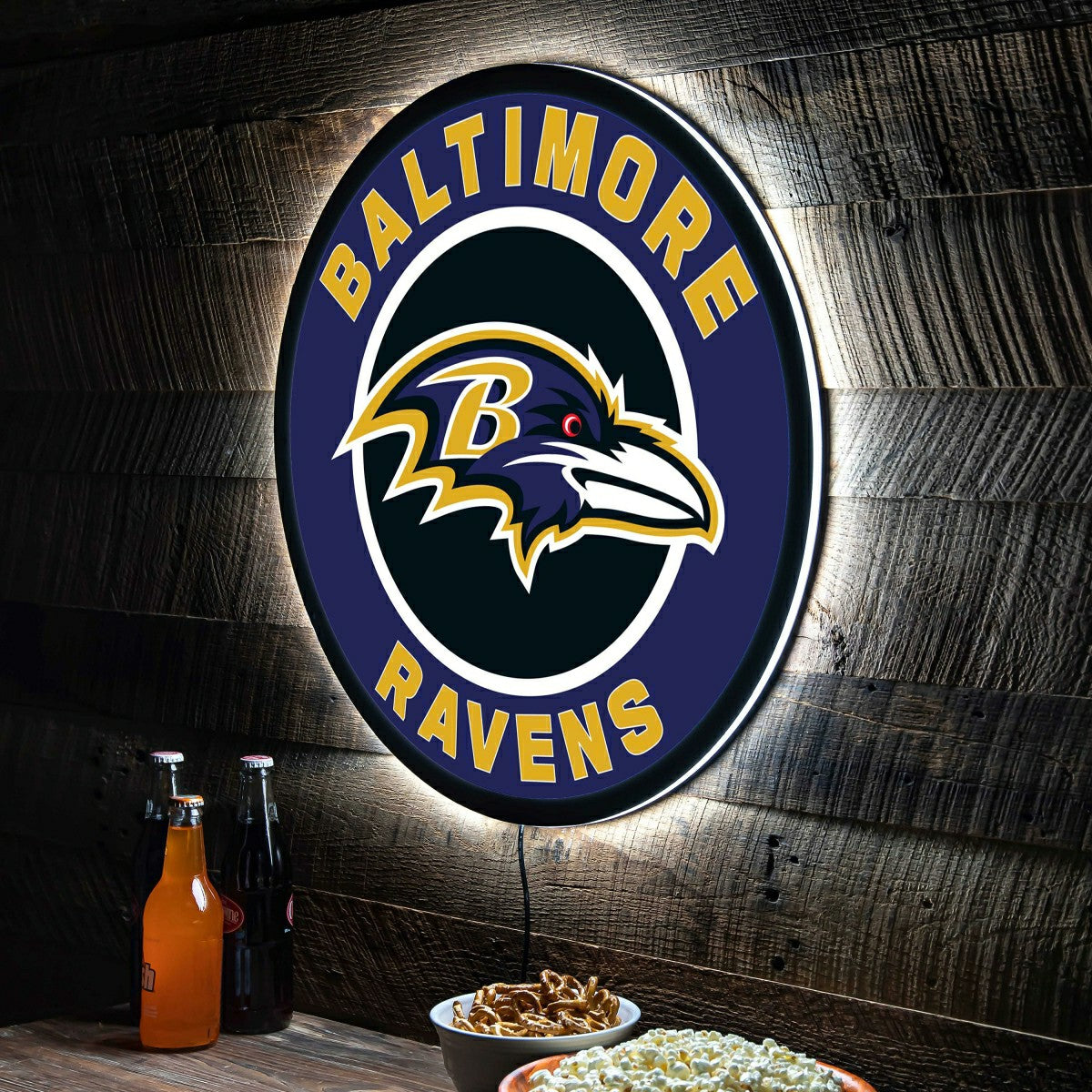 LED Wall Decor, Round, Baltimore Ravens