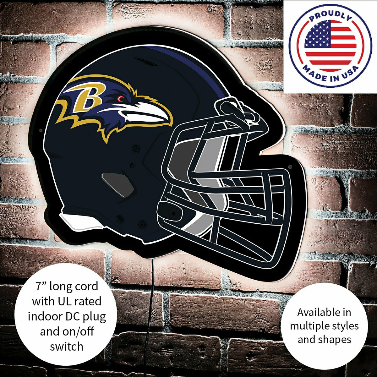 LED Wall Decor, Helmet, Baltimore Ravens
