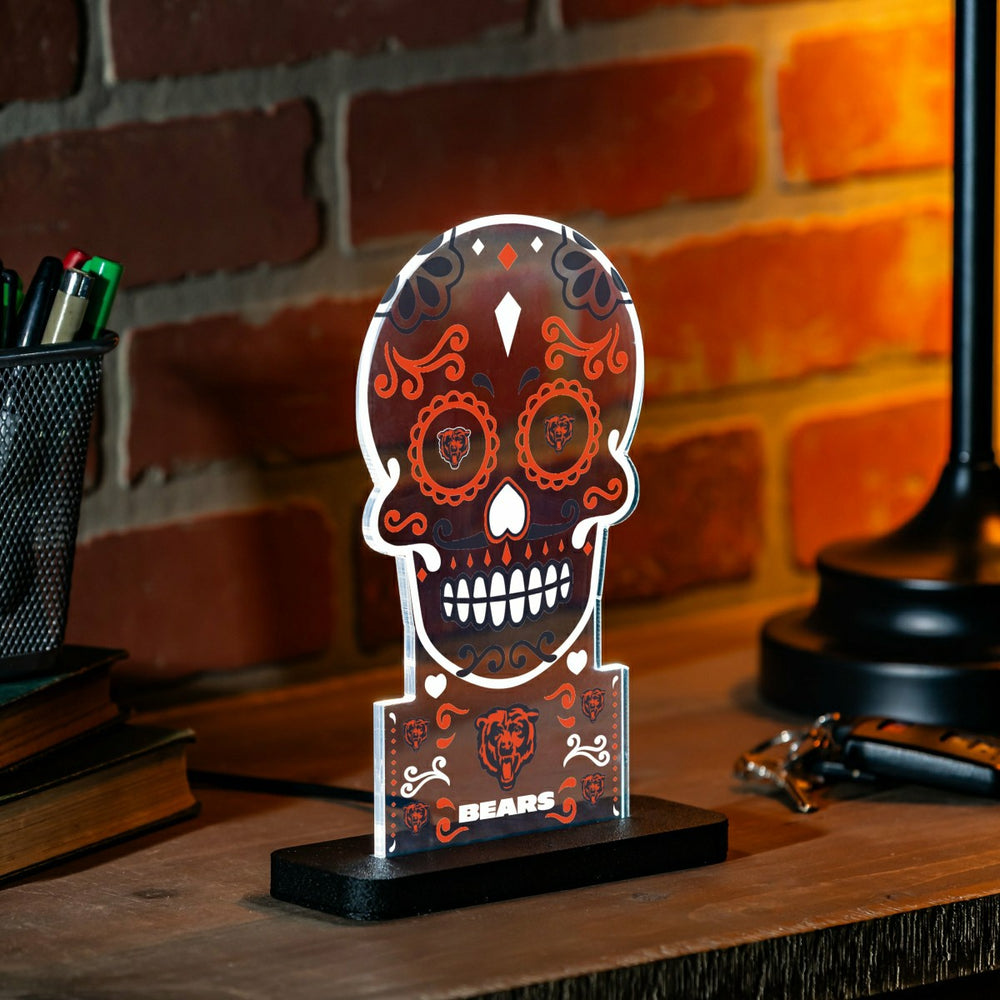 Chicago Bears NFL Football Sugar Skull Desklite LED Decor