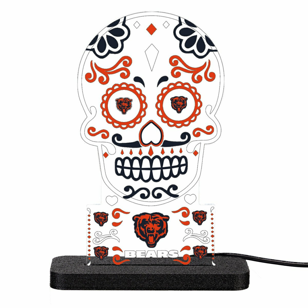 Chicago Bears NFL Football Sugar Skull Desklite LED Decor