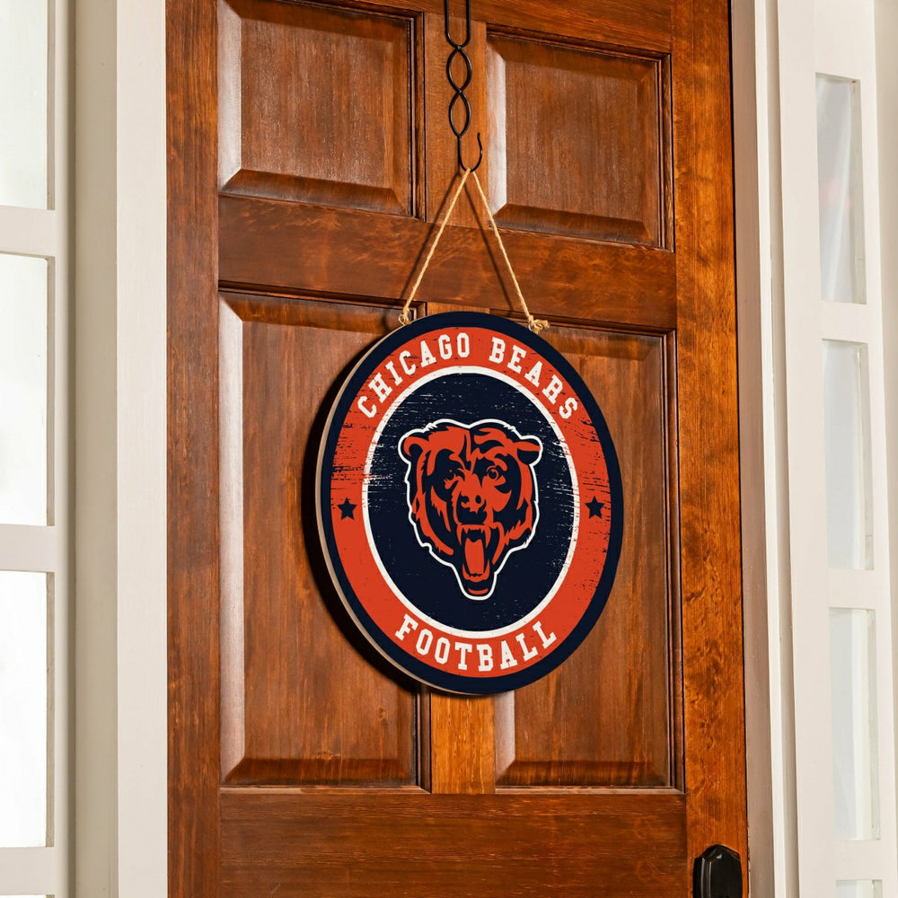 Chicago Bears Round Door Décor with Hanging Rope, 18x18