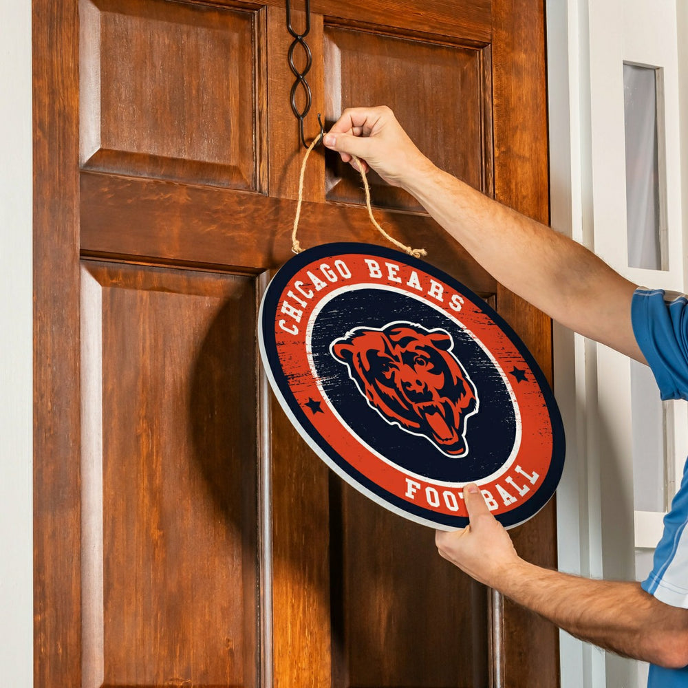Chicago Bears Round Door Décor with Hanging Rope, 18x18