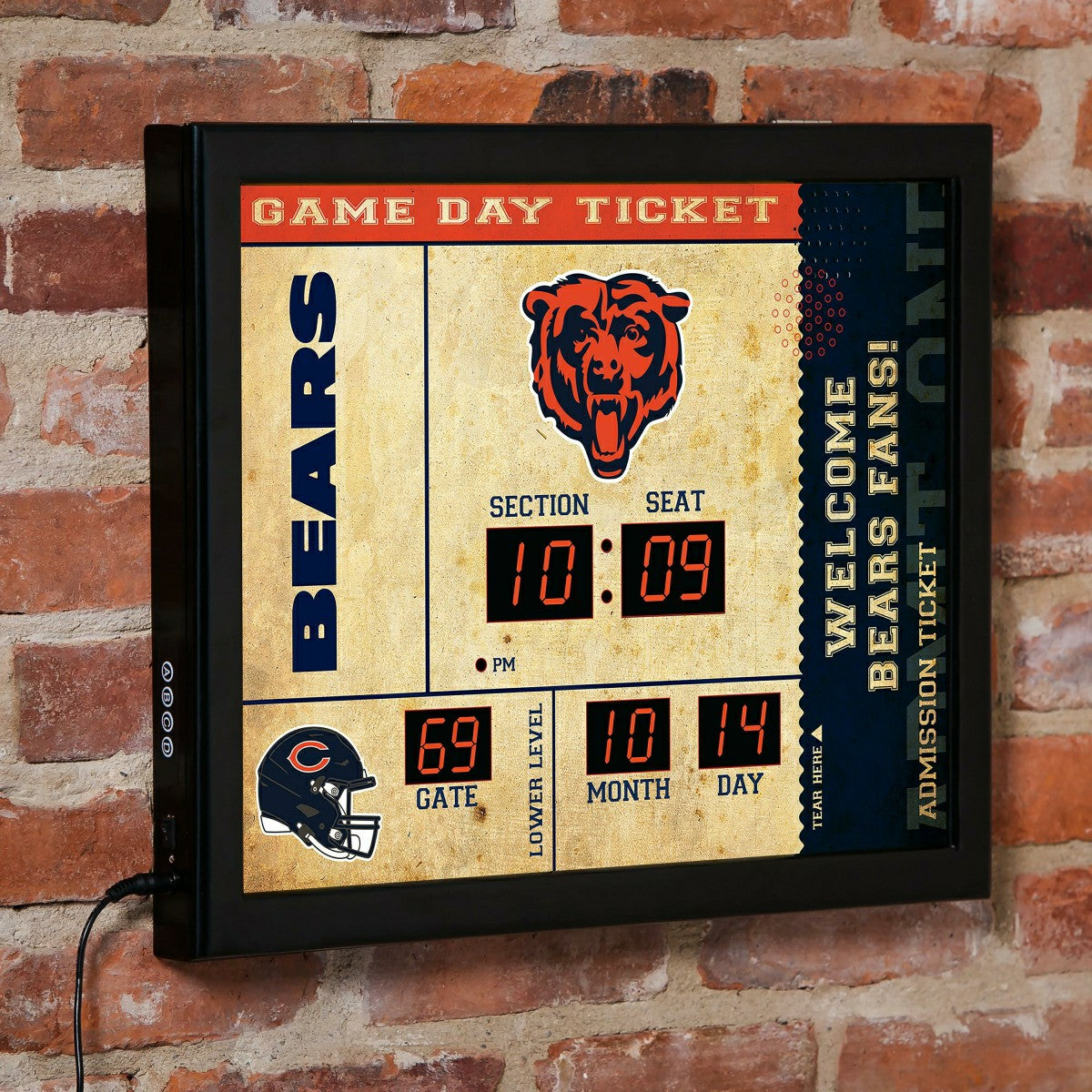 Scoreboard Wall Clock, Chicago Bears