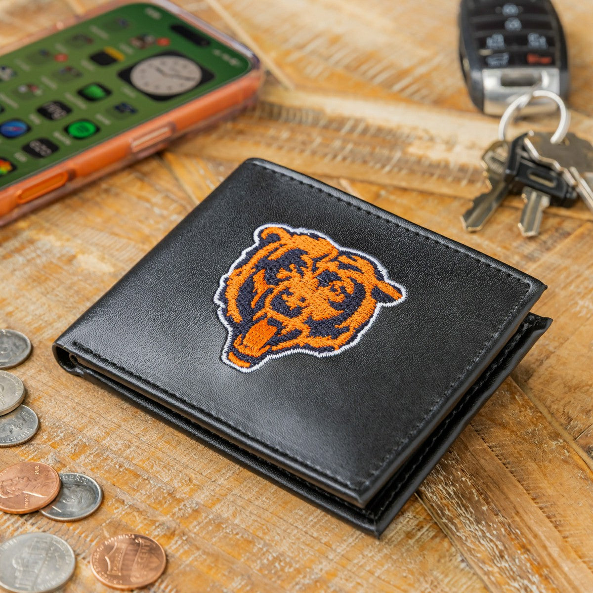 Chicago Bears Black Bi-Fold Embroidered Wallet