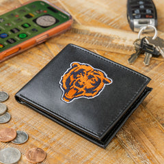 Chicago Bears Black Bi-Fold Embroidered Wallet