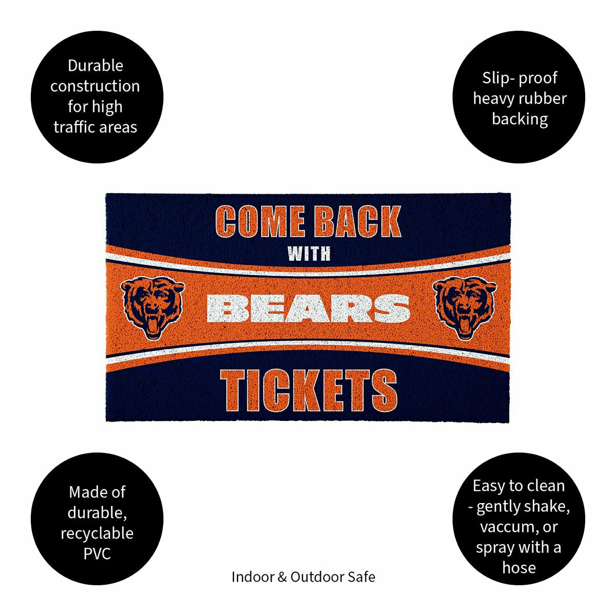 28" x 16" PVC Trapper Mat, Come Back with Tickets, Chicago Bears