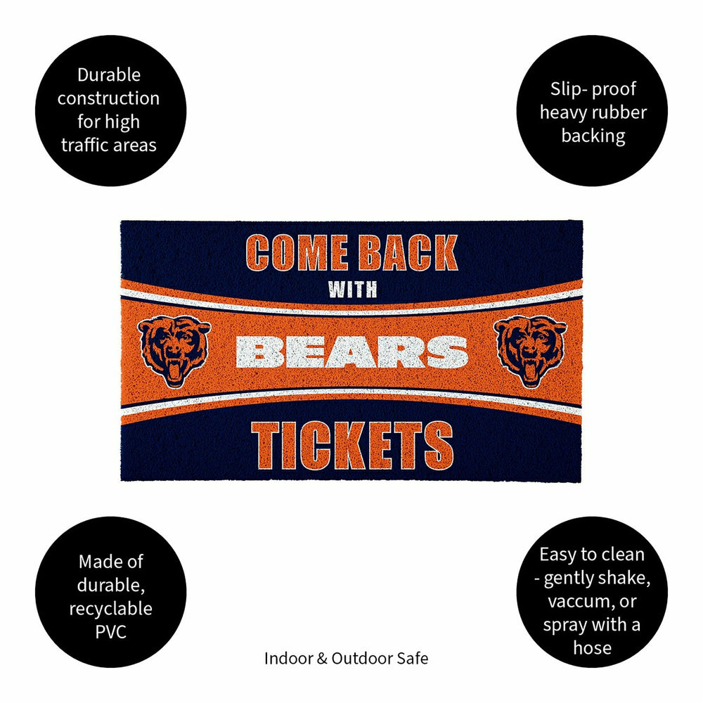 28" x 16" PVC Trapper Mat, Come Back with Tickets, Chicago Bears
