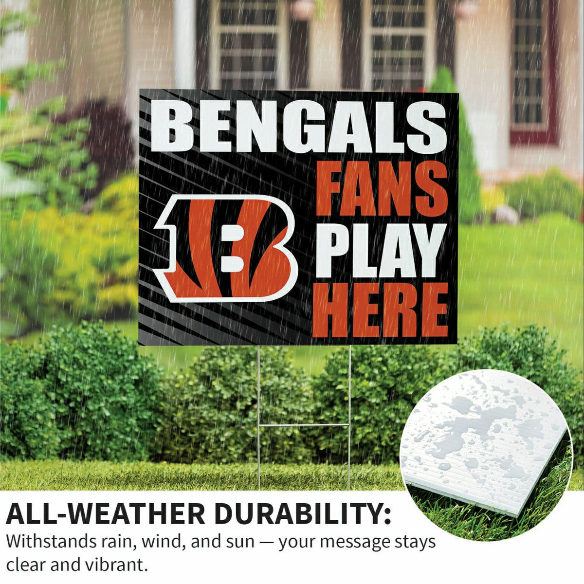 Cincinnati Bengals Coroplast Yard Sign "Fans Play Here"