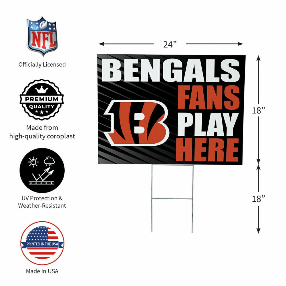 Cincinnati Bengals Coroplast Yard Sign "Fans Play Here"