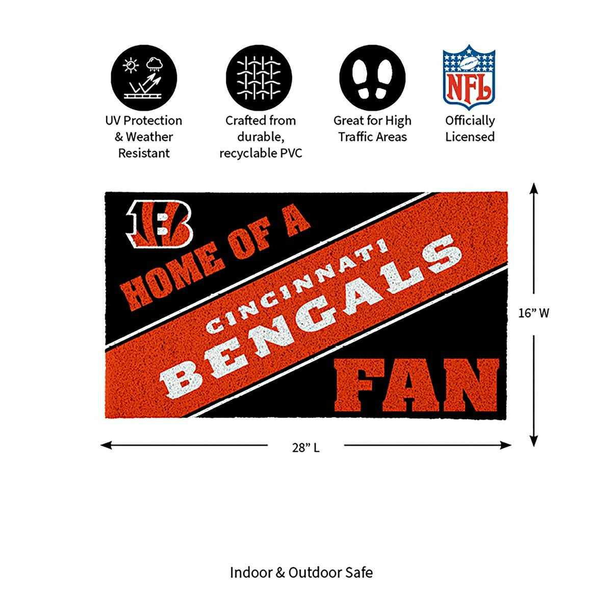 Cincinnati Bengals, PVC Mat COLOR, Home of a Fan