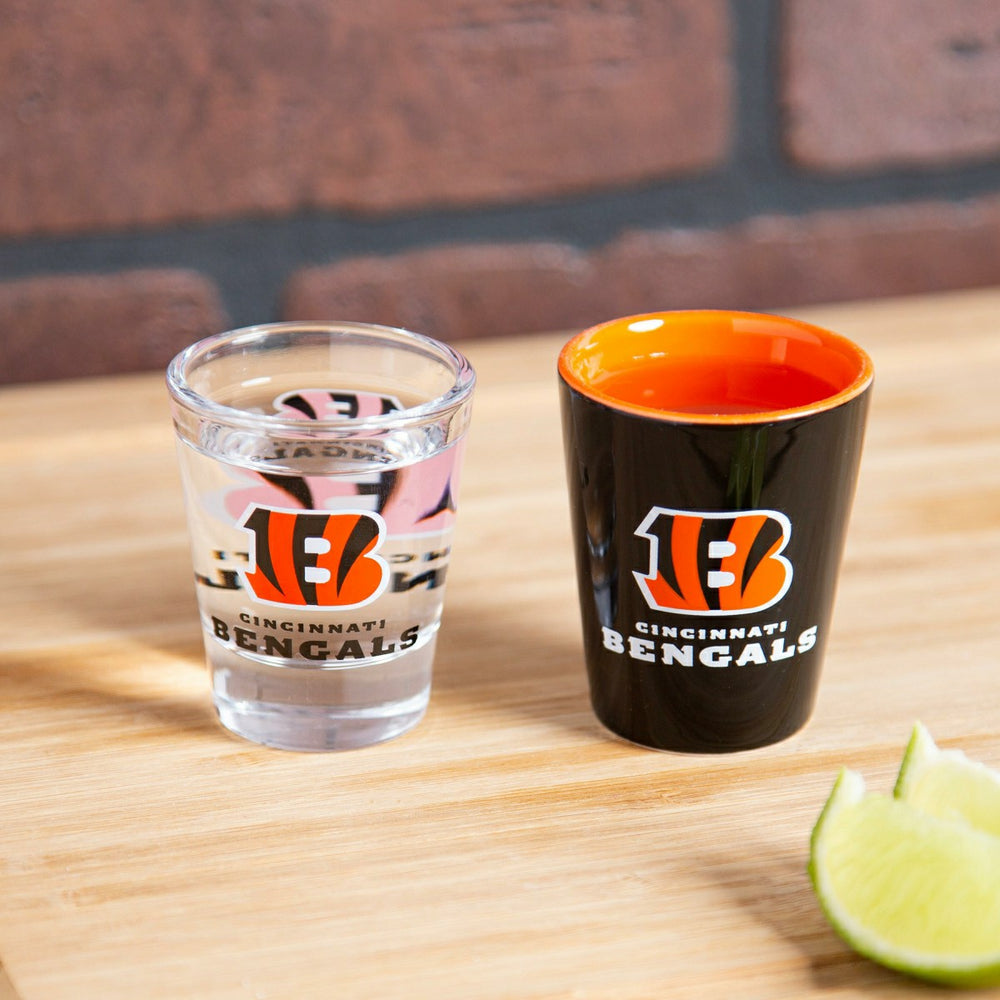Cincinnati Bengals 4-Piece Ceramic and Glass 2oz. Shot Glass Set