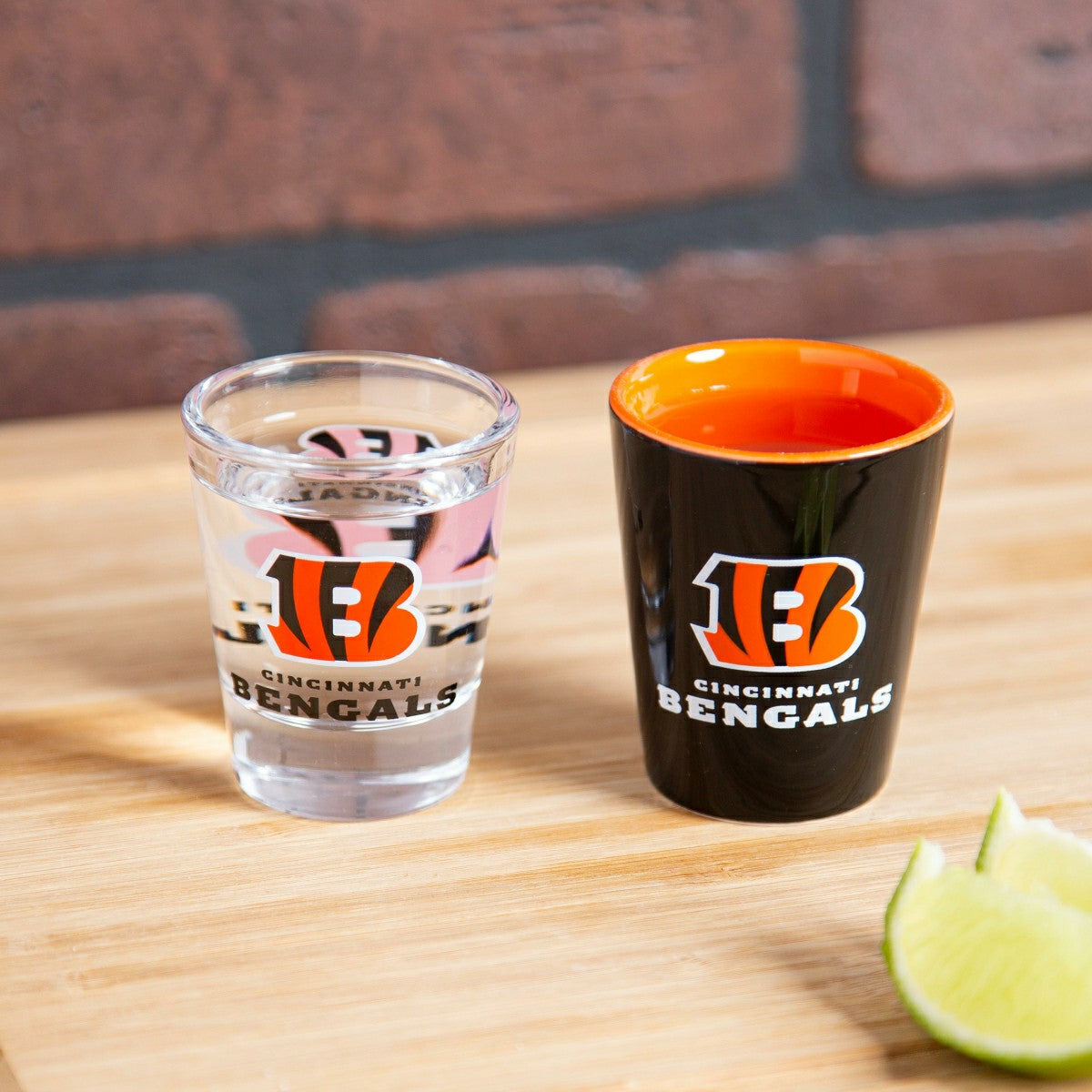 Cincinnati Bengals 4-Piece Ceramic and Glass 2oz. Shot Glass Set