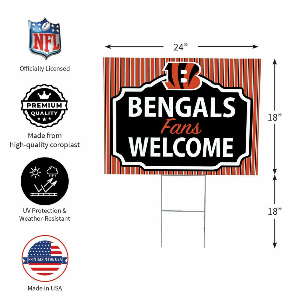 Cincinnati Bengals Coroplast Yard Sign, "Fans Welcome"