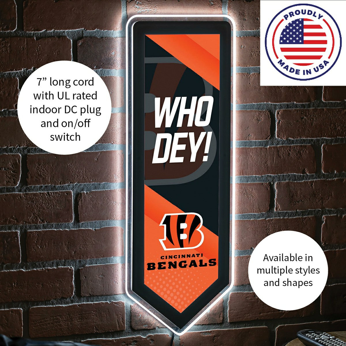 LED Wall Decor, Pennant, Cincinnati Bengals