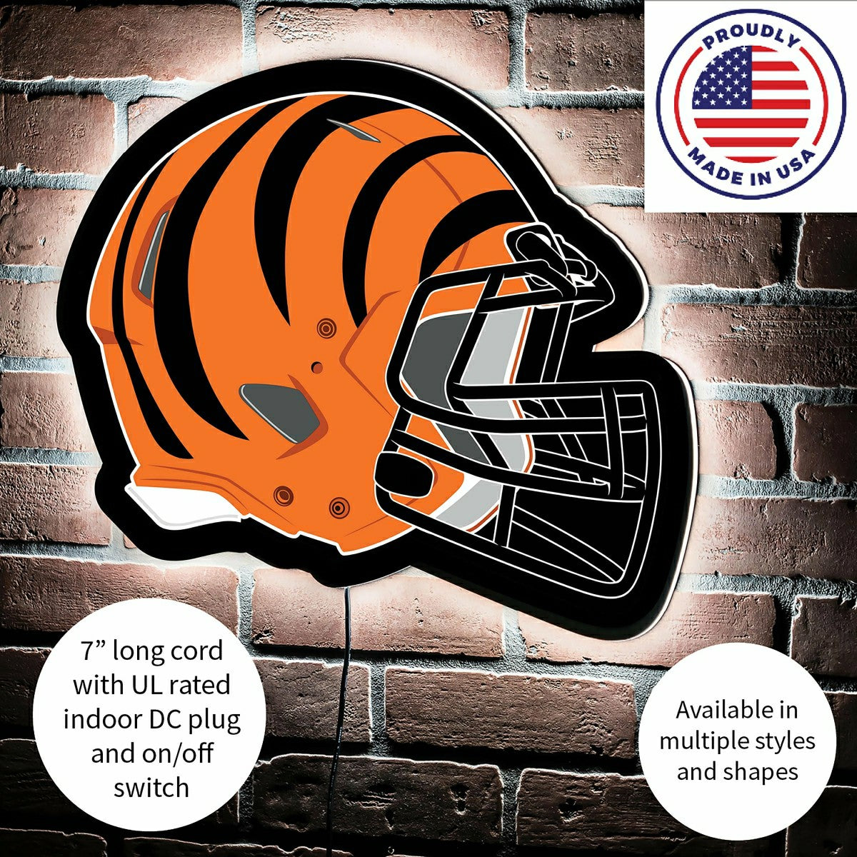 LED Wall Decor, Helmet, Cincinnati Bengals