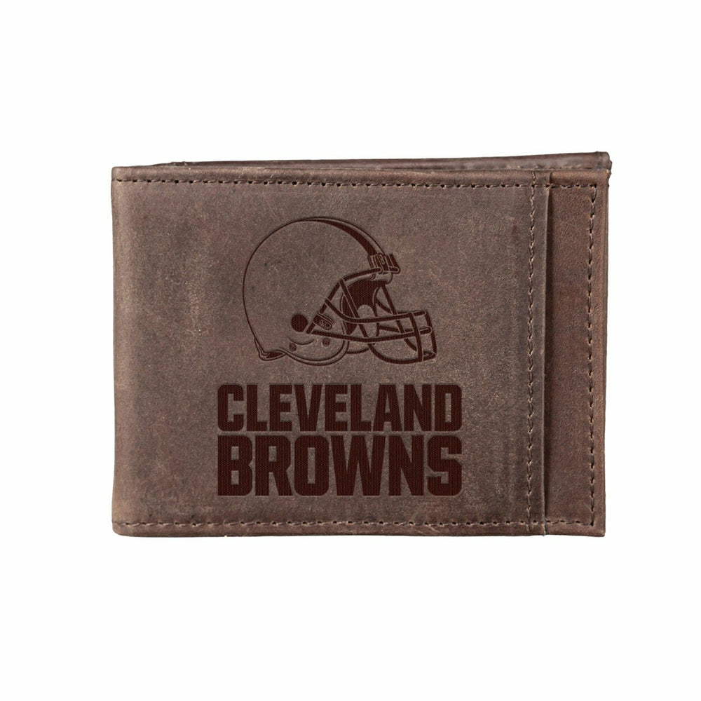 Front Pocket Wallet w/ RFID Blocking, Cleveland Browns, Brown