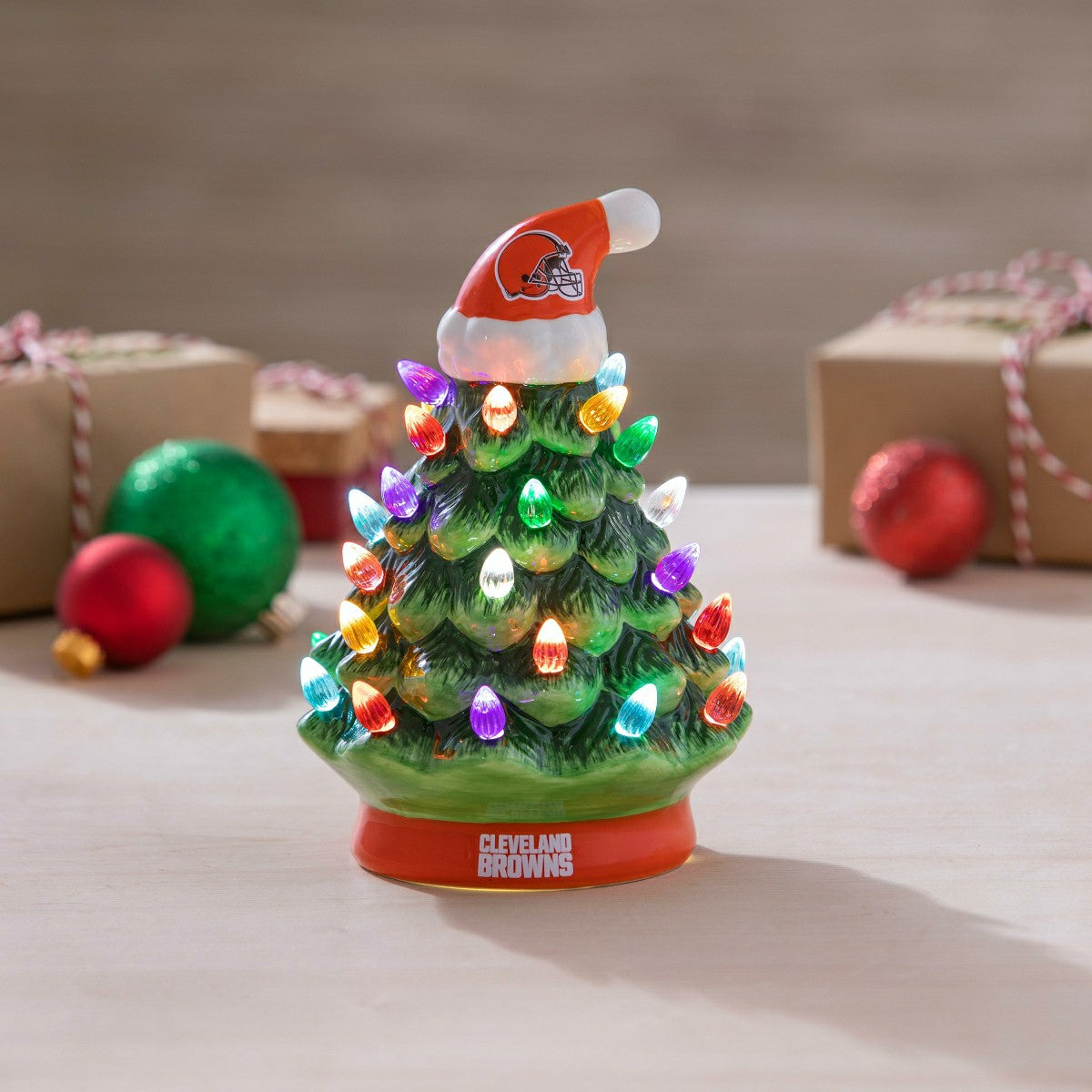 8" LED Ceramic Christmas Tree, Cleveland Browns