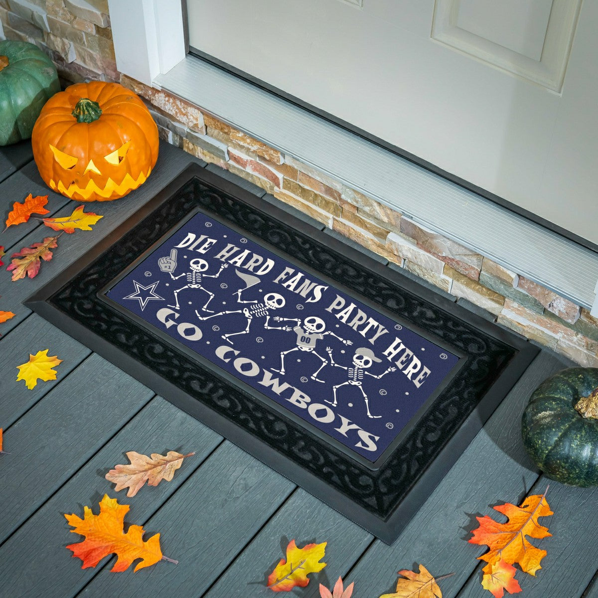Dallas Cowboys Flocked Coir Halloween Sassafras Switch Mat, 22"x10"