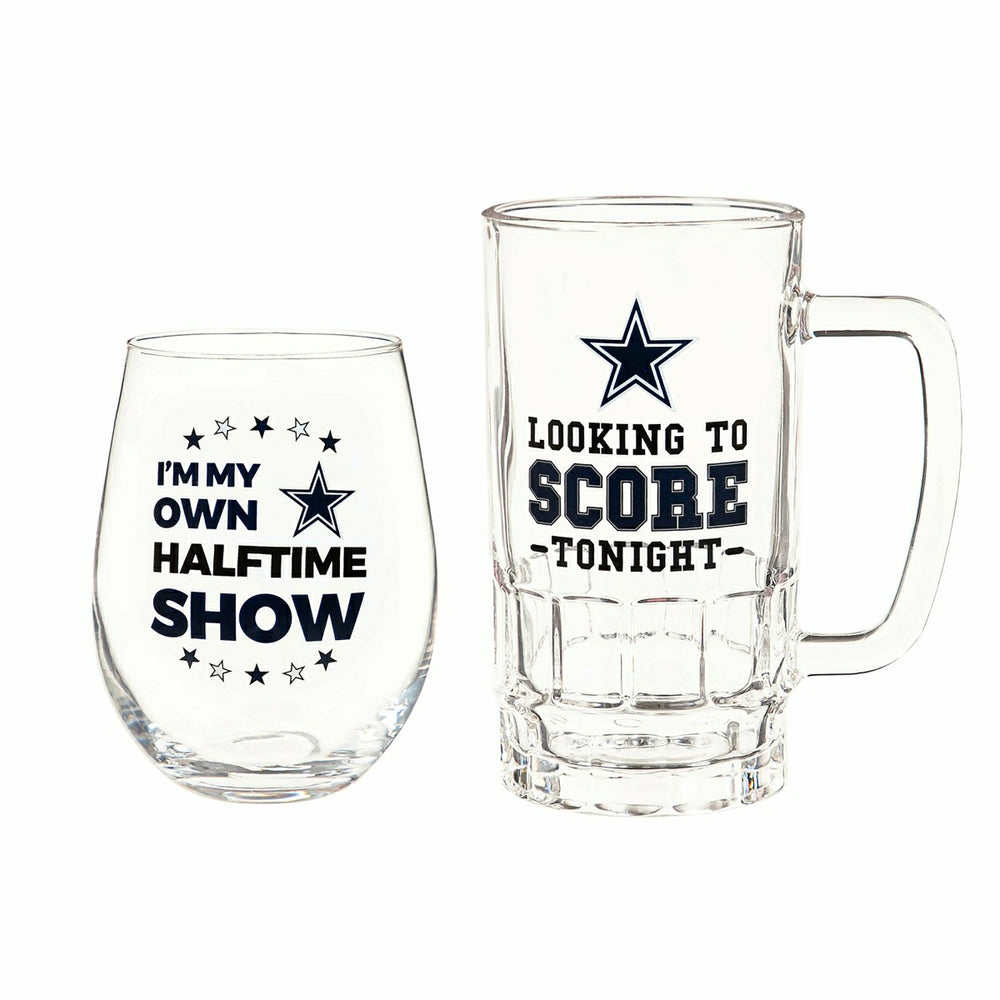 Dallas Cowboys, Stemless 17OZ Wine & Beer 16 OZ Gift Set
