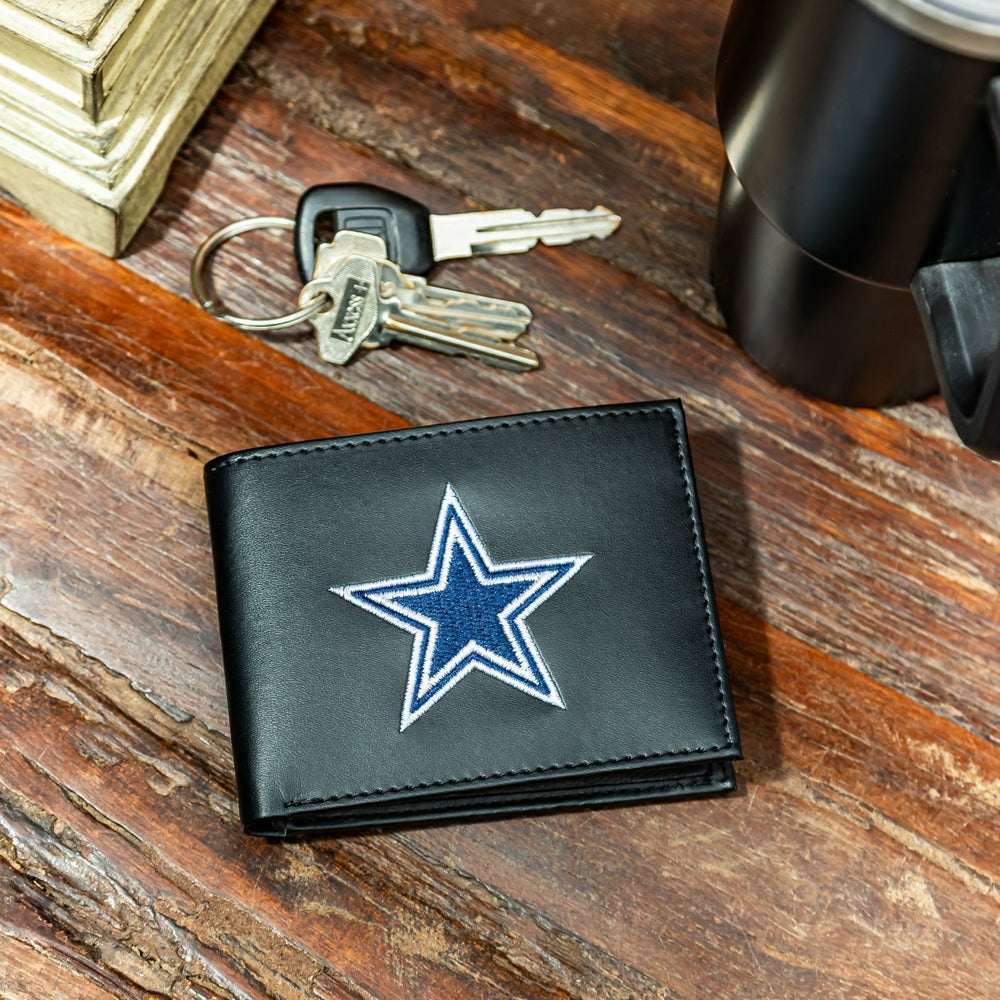 Dallas Cowboys Black Bi-Fold Embroidered Wallet w/ RFID Blocking