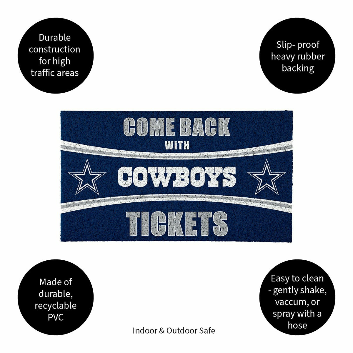 28" x 16" PVC Trapper Mat, Come Back with Tickets, Dallas Cowboys