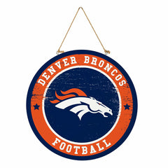 Denver Broncos Round Door Décor with Hanging Rope, 18x18