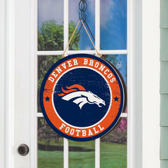 Denver Broncos Round Door Décor with Hanging Rope, 18x18
