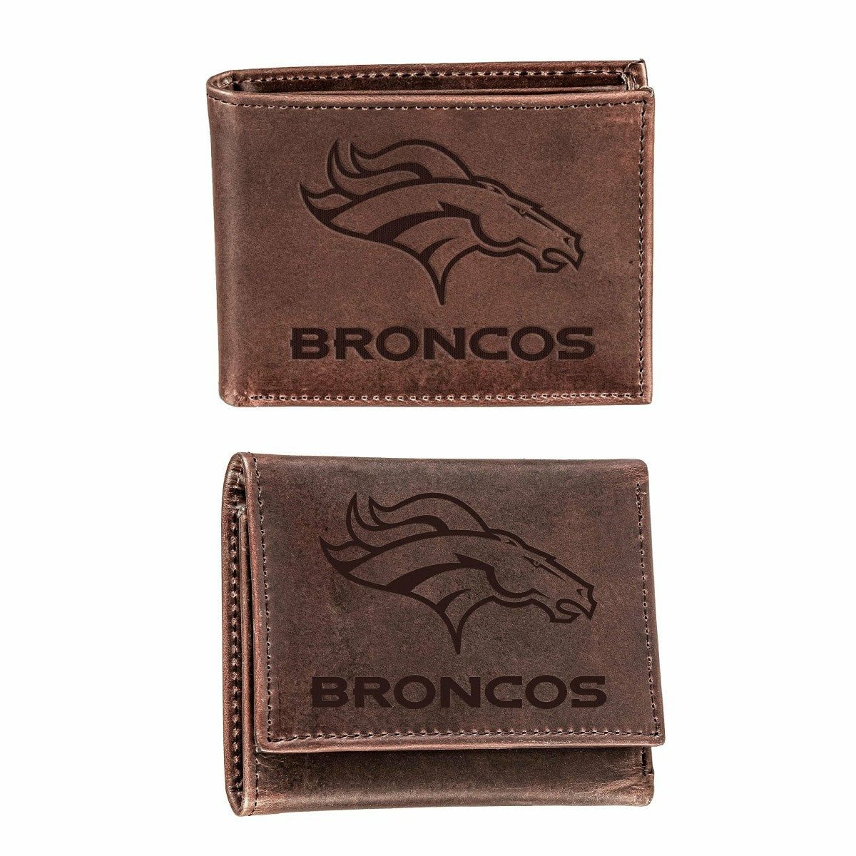Denver Broncos, Bi-Fold and Tri-Fold Wallet Gift Set, Brown