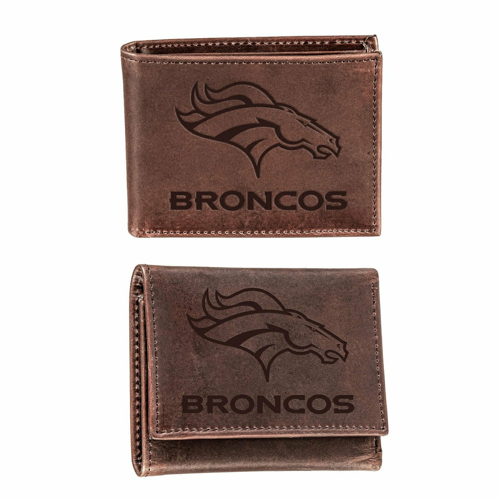 Denver Broncos, Bi-Fold and Tri-Fold Wallet Gift Set, Brown