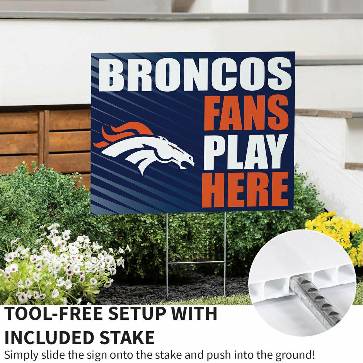 Denver Broncos Coroplast Yard Sign "Fans Play Here"