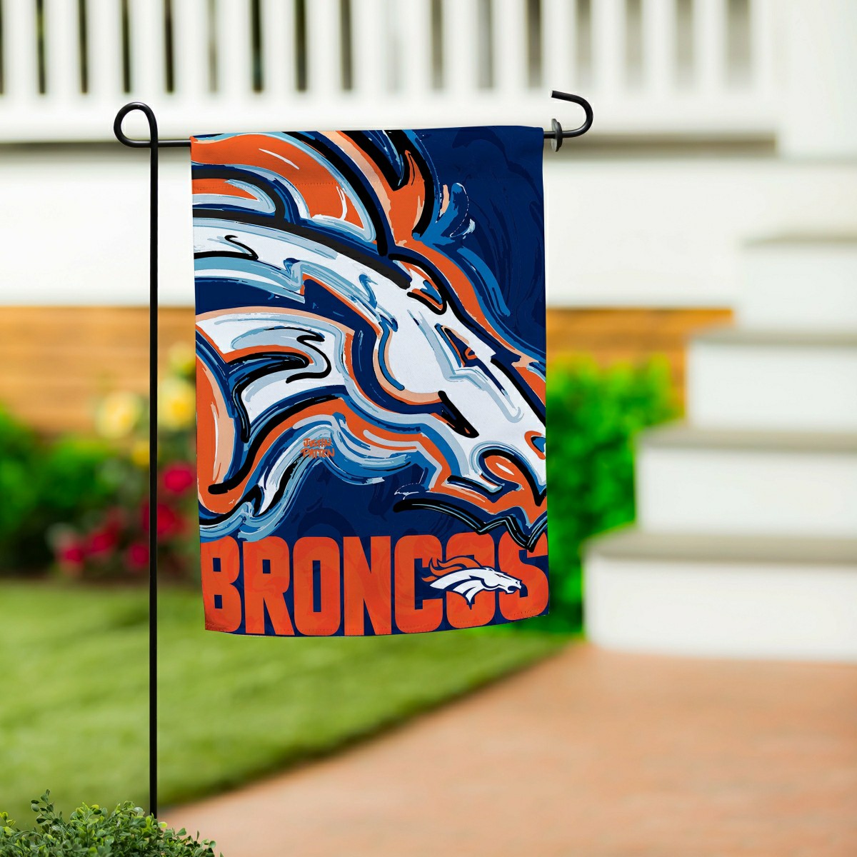 Denver Broncos Justin Patten Logo Suede Garden Flag